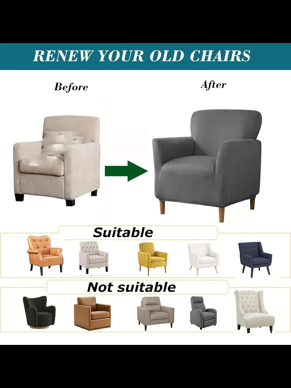 Gray Accent Armchair Cover - Stylish Home Accent Chair Cover